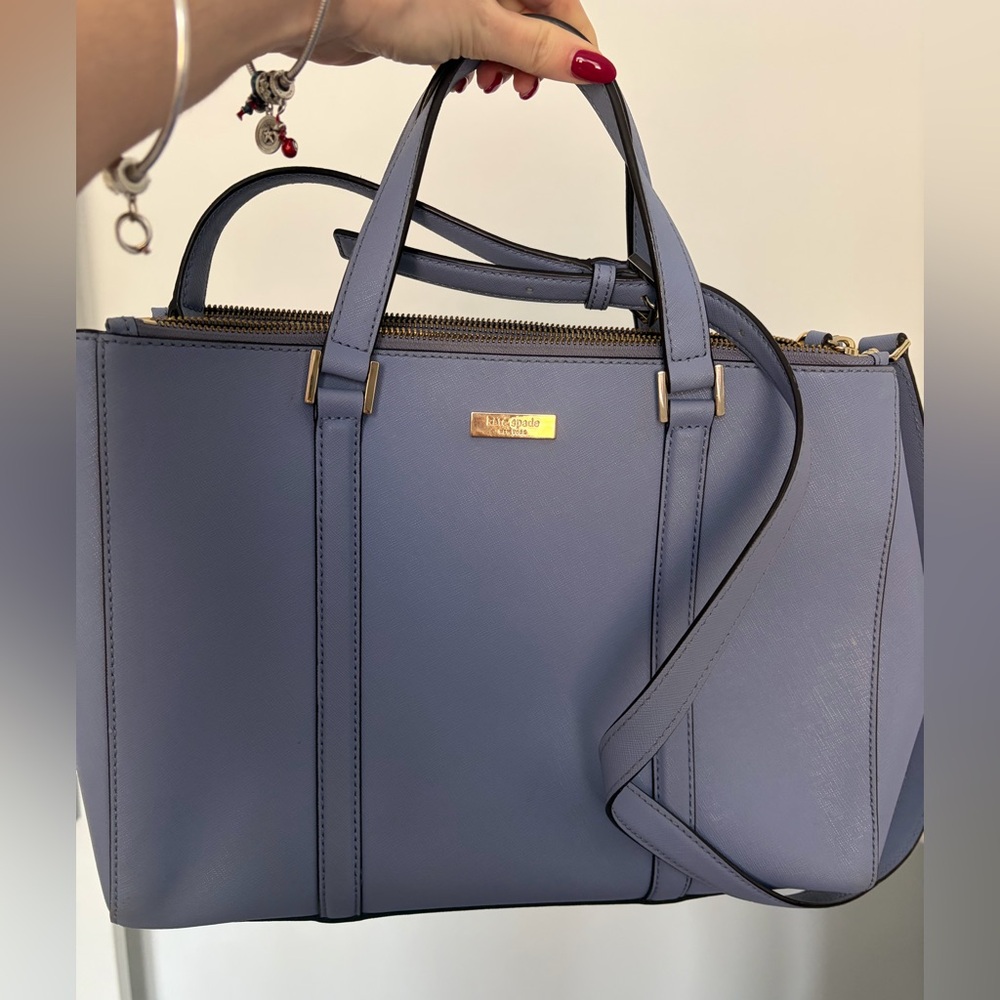 kate spade Periwinkle Blue Leather Satchel with Gold Hardware